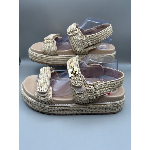 Steve Madden Bigmona Women's Natural Raffia Sandals Casual Platform Size 11 - Picture 3 of 7